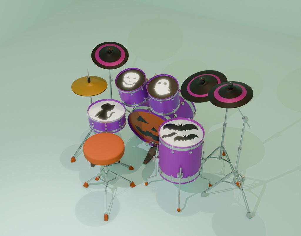 【Blender】ハロウィン風ドラム Drum halloween ver【VRChat】