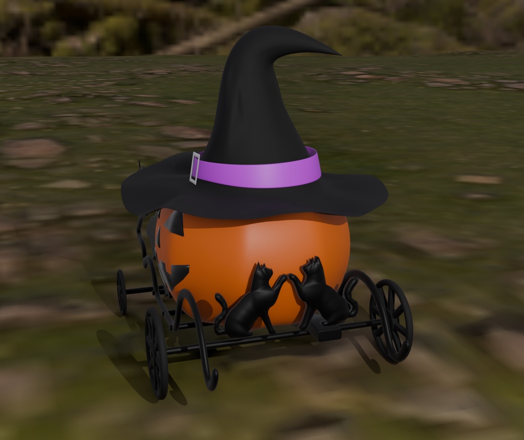 【Blender】ジャックオーランタンの馬車 jack o lantern carriage【VRChat】