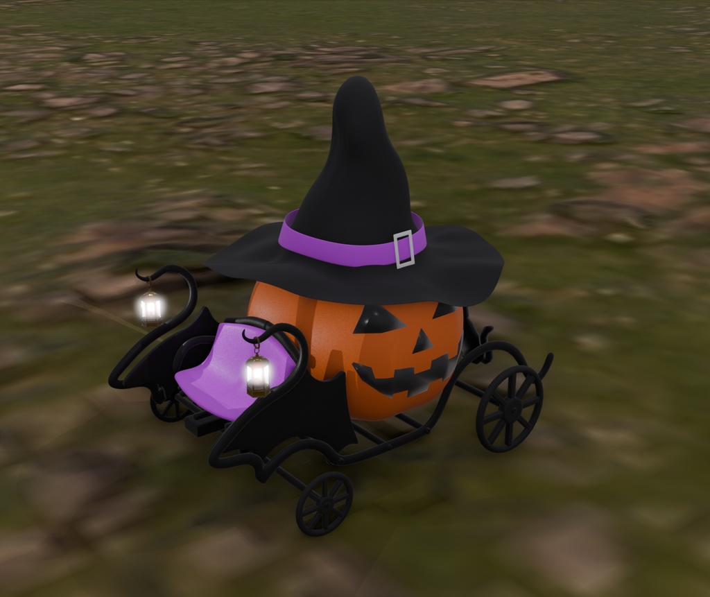 【Blender】ジャックオーランタンの馬車 jack o lantern carriage【VRChat】