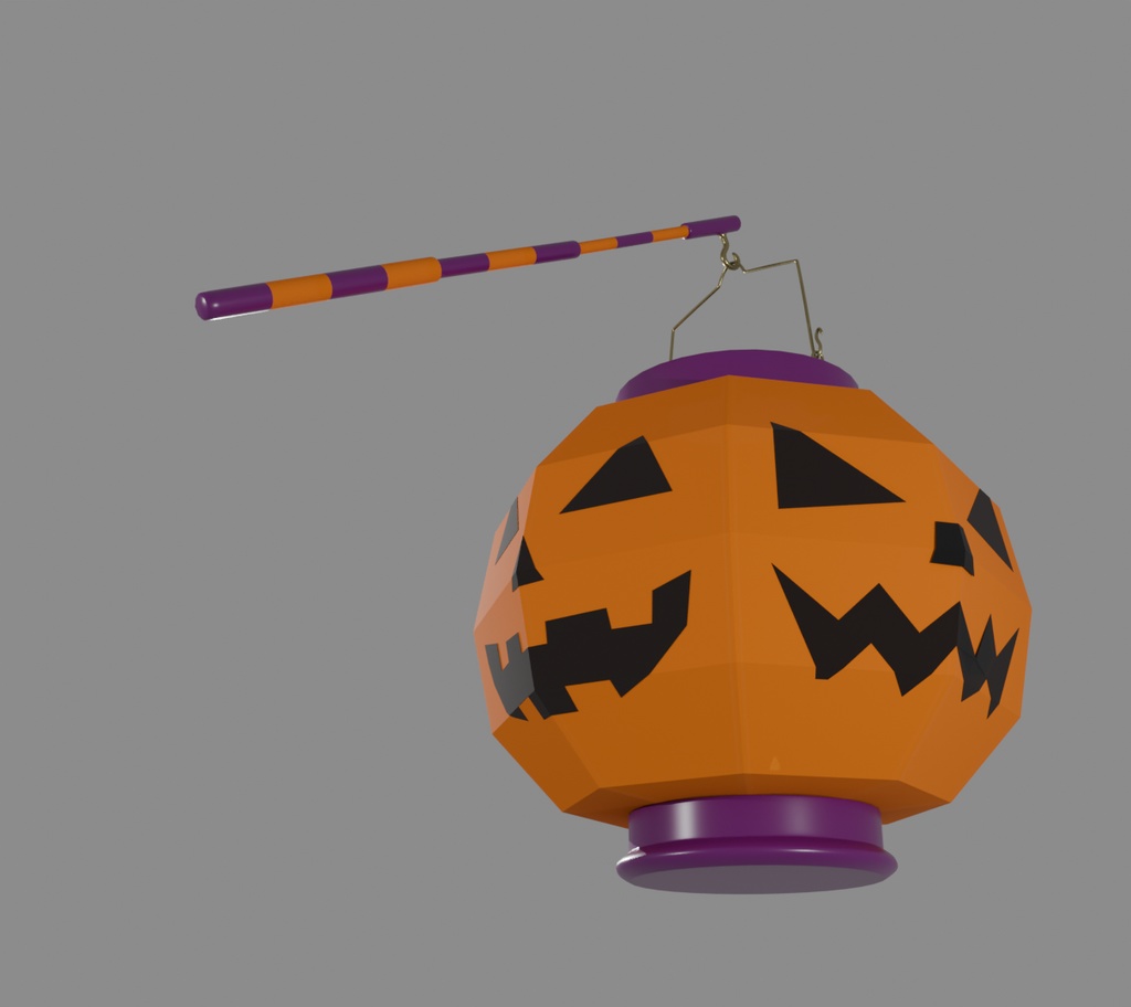 【Blender】ジャックオーランタンの手持ち提灯 jack o lantern hand-held paper lantern【VRChat】