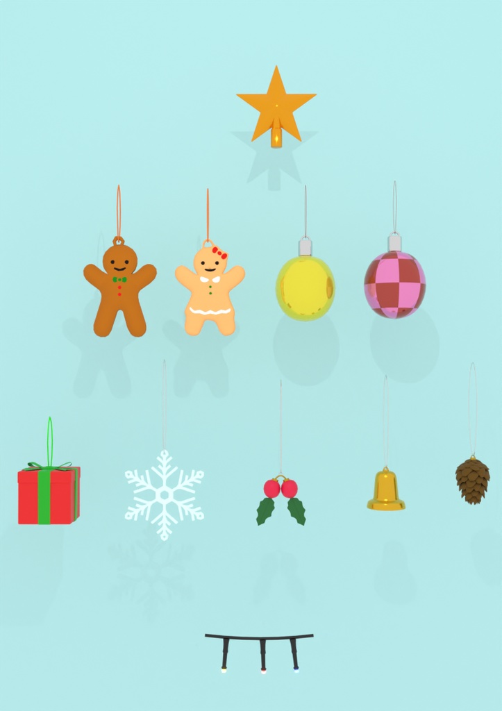 【Blender】 クリスマスオーナメントセット christmas ornament set 【VRChat】