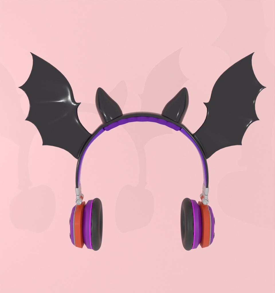 【Blender】 ハロウィンの蝙蝠ヘッドフォン halloween bat headphones【VRChat】