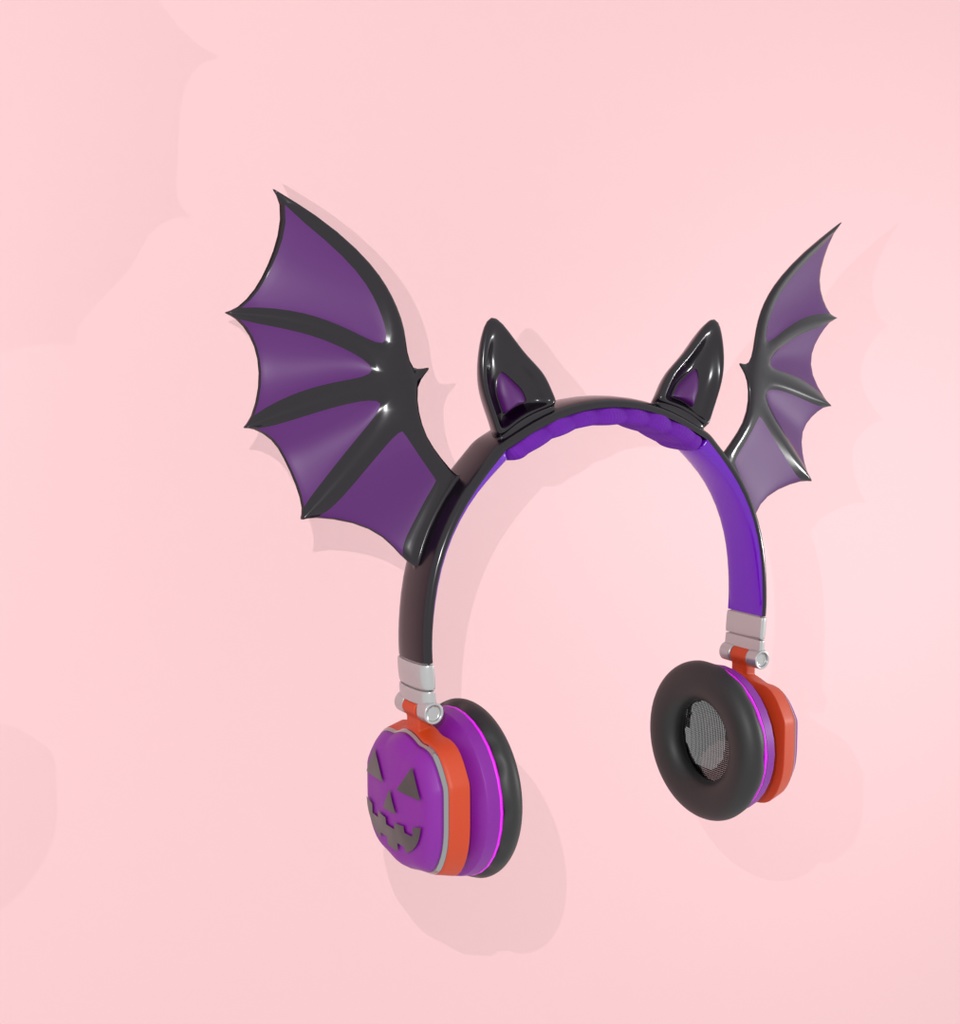 【Blender】 ハロウィンの蝙蝠ヘッドフォン halloween bat headphones【VRChat】