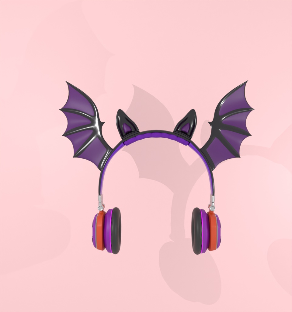 【Blender】 ハロウィンの蝙蝠ヘッドフォン halloween bat headphones【VRChat】