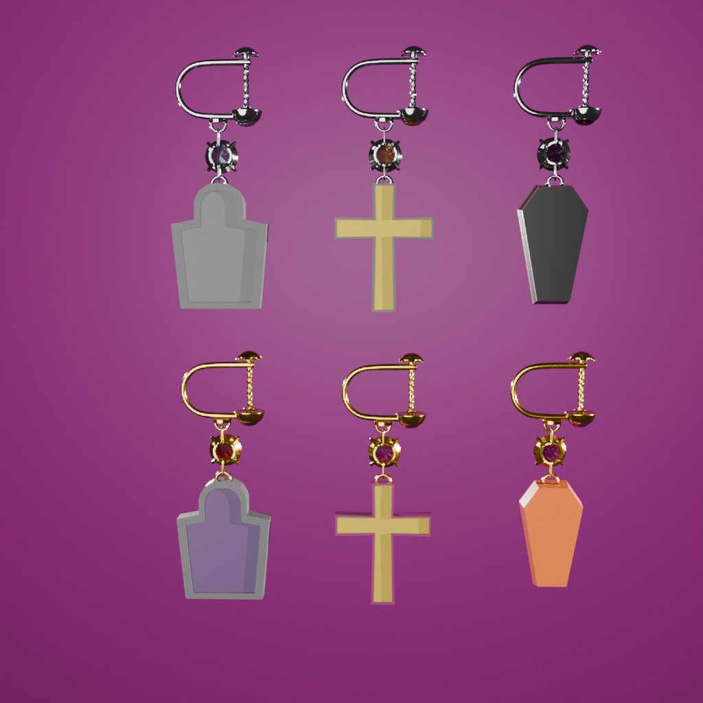 【Blender】 ハロウィンの棺桶イヤリング halloween coffin earrings【VRChat】