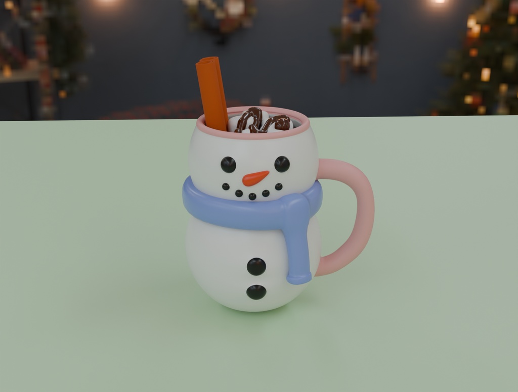 【Blender】 雪だるまのマグカップ snowman mug【VRChat】
