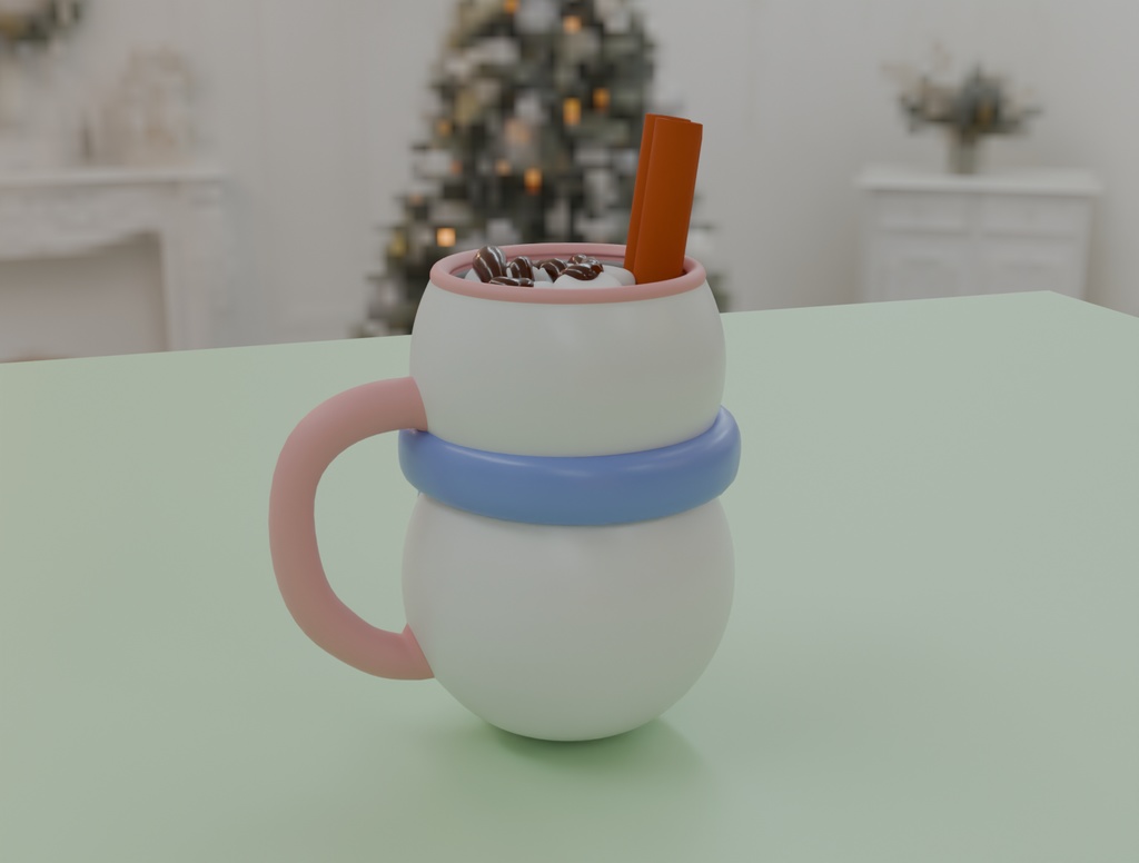 【Blender】 雪だるまのマグカップ snowman mug【VRChat】