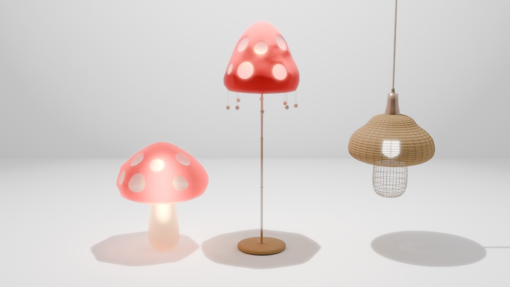 【Blender】 キノコのランプセット mushroom lamp set 【VRChat】