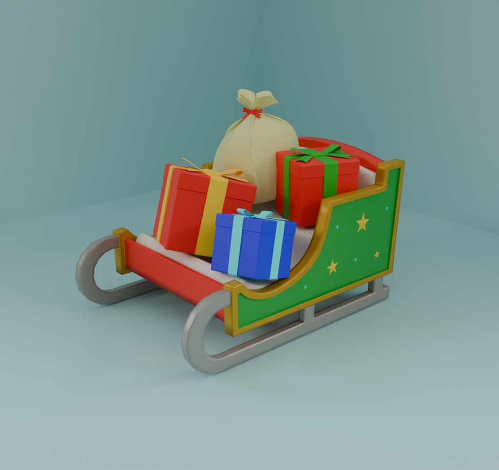 【Blender】 サンタのソリ Santa Claus' Sleigh【VRChat】