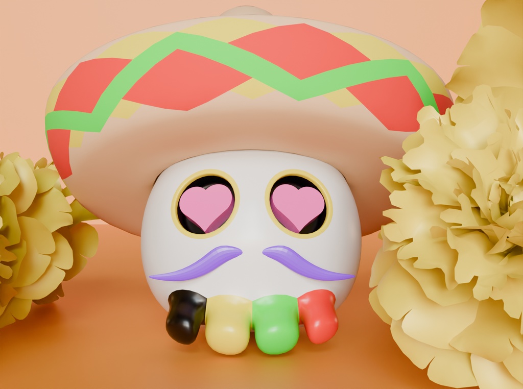 【Blender】 死者の日の髑髏君 Day of the Dead skull【VRChat】