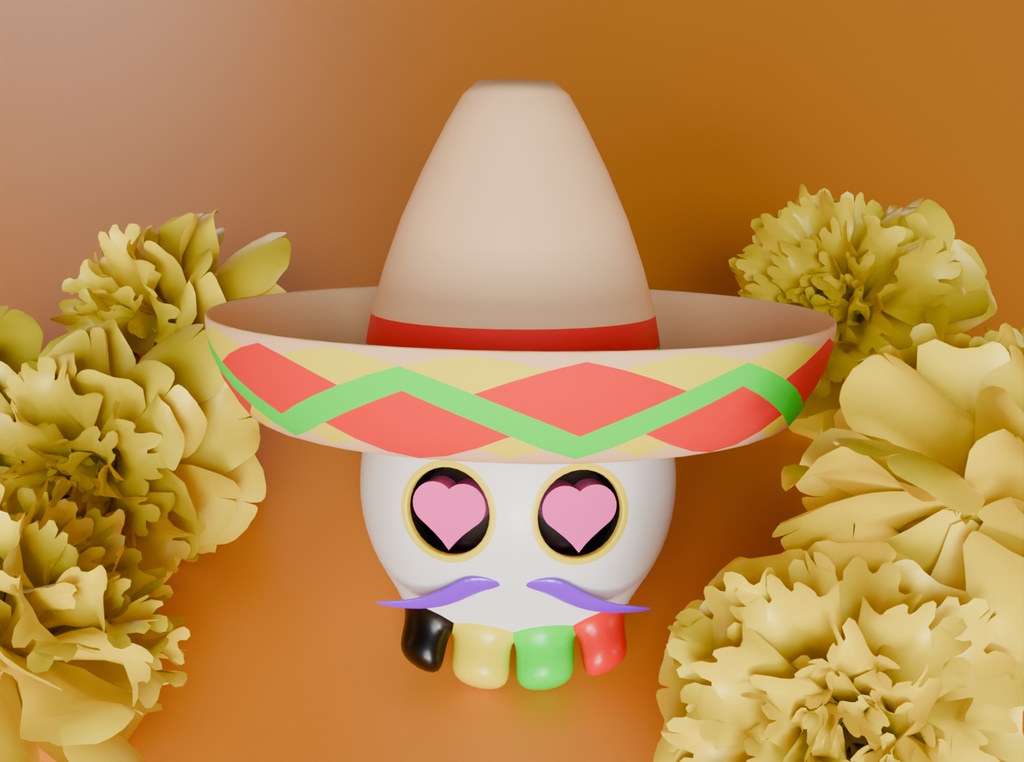 【Blender】 死者の日の髑髏君 Day of the Dead skull【VRChat】
