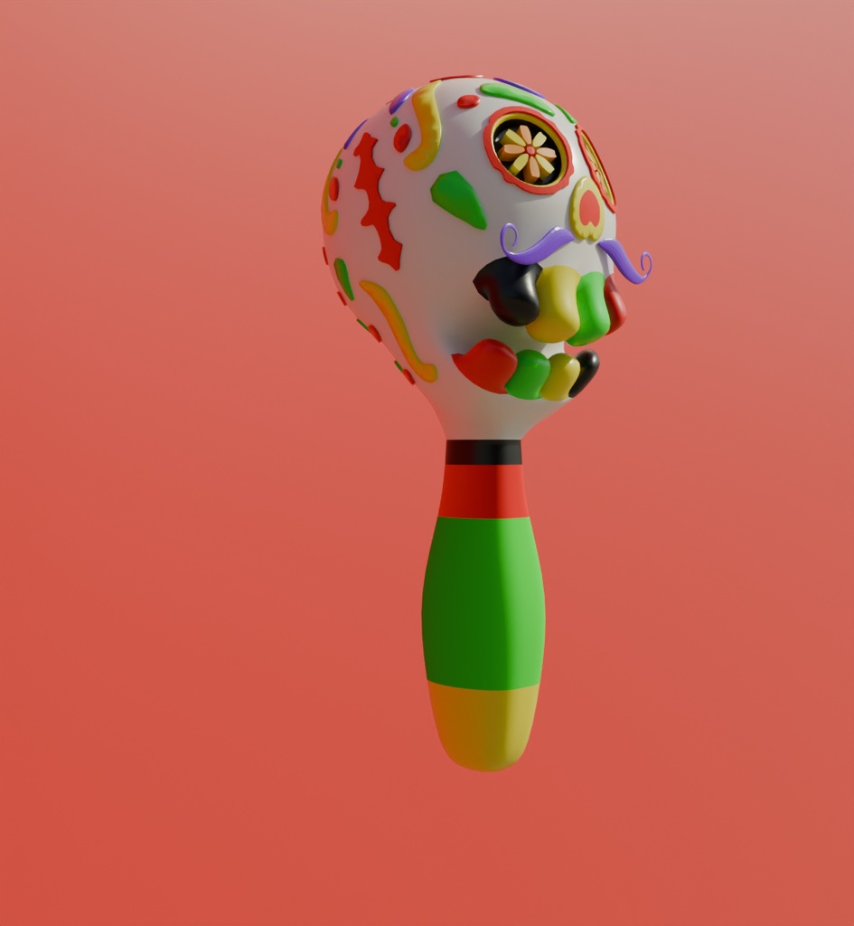【Blender】 死者の日の髑髏マラカス Day of the Dead skull maracas【VRChat】