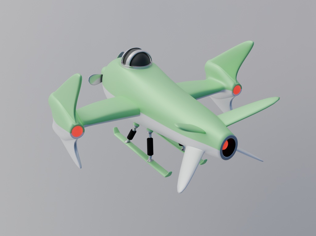 【Blender】 かわいいジェットプロペラ機 kawaii jet propeller plane【VRChat】