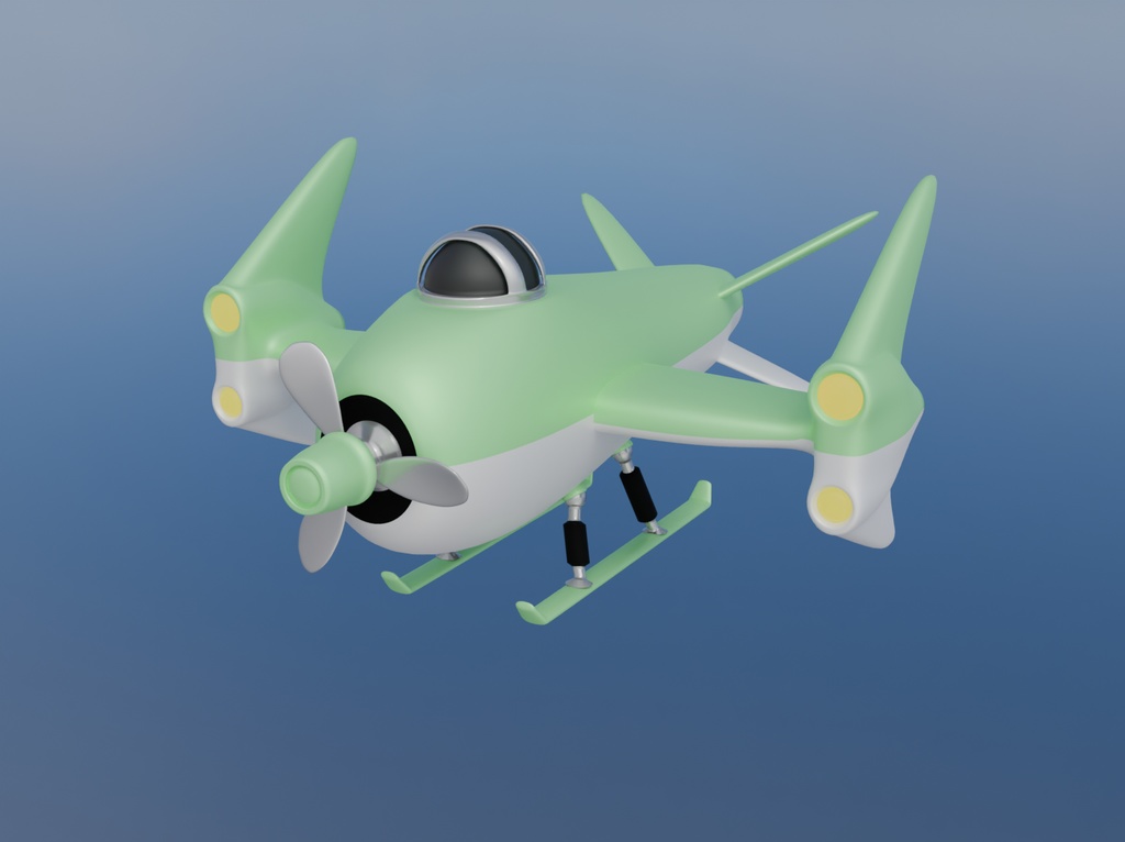 【Blender】 かわいいジェットプロペラ機 kawaii jet propeller plane【VRChat】