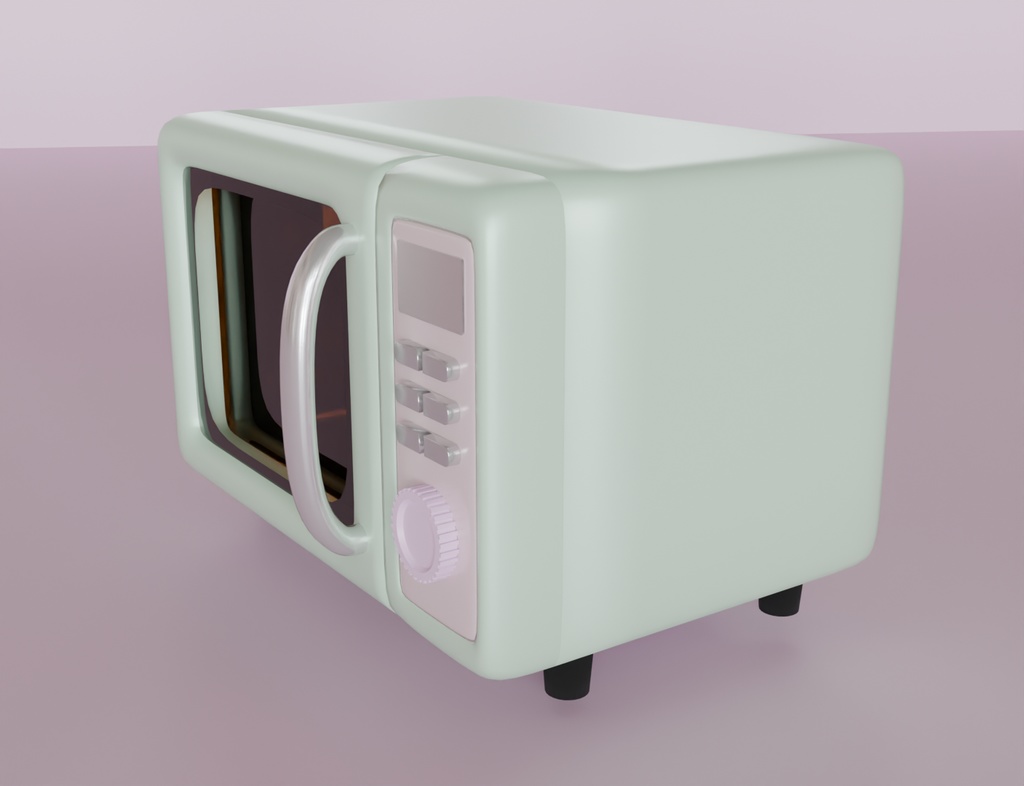 【Blender】かわいいレトロな電子レンジ kawaii retro microwave oven【VRChat】