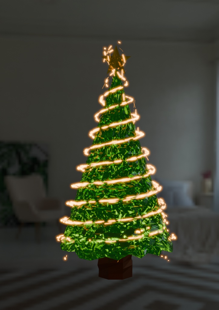 【Blender】光が走るクリスマスツリーイルミネーション Christmas tree illumination with running lights