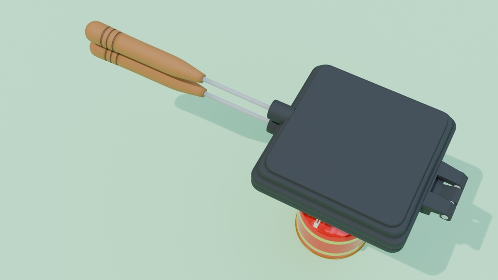 【Blender】キャンプ用ガスバーナーと直火式ホットサンドメーカー Camping gas burner and open flame hot sandwich maker【VRChat】