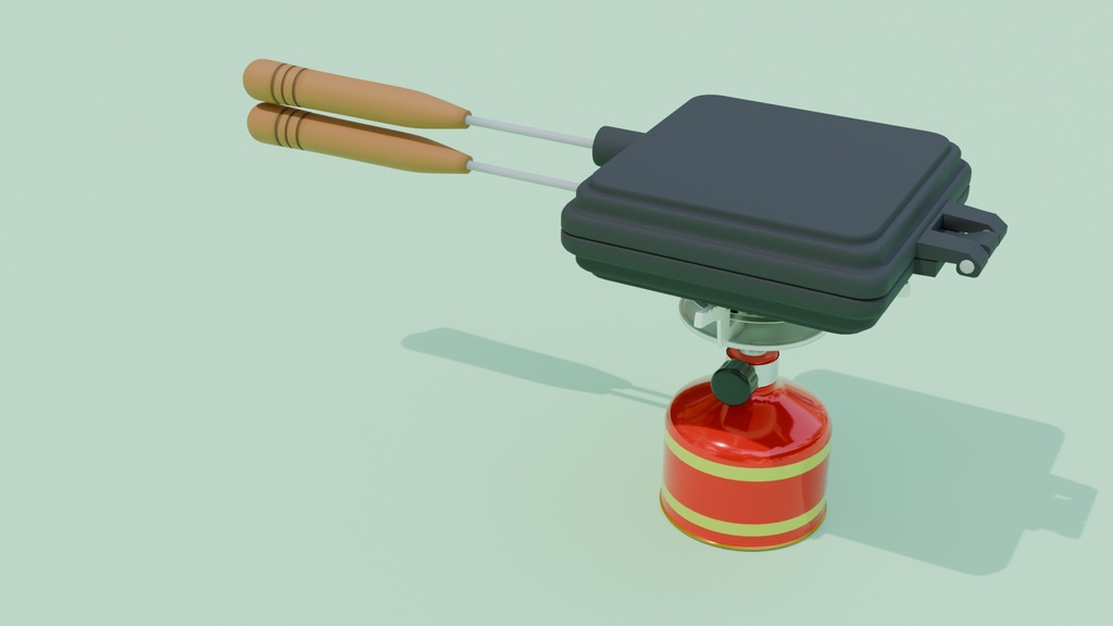 【Blender】キャンプ用ガスバーナーと直火式ホットサンドメーカー Camping gas burner and open flame hot sandwich maker【VRChat】