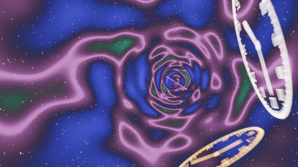 【Blender】机の引き出しの中にありそうなワープトンネルエフェクト A warp tunnel that looks like it could be in a desk drawer effect
