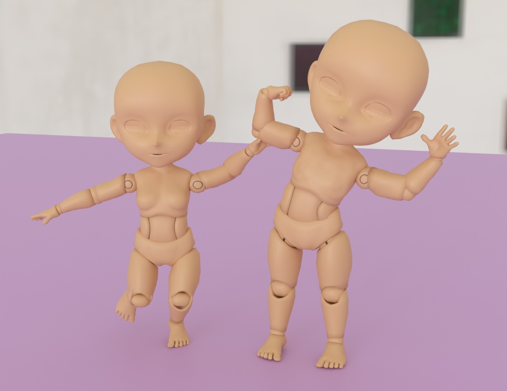 【Blender】ねんどろいど素体風モデル Nendoroid-style body model【VRChat】
