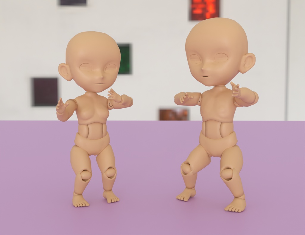 【Blender】ねんどろいど素体風モデル Nendoroid-style body model【VRChat】