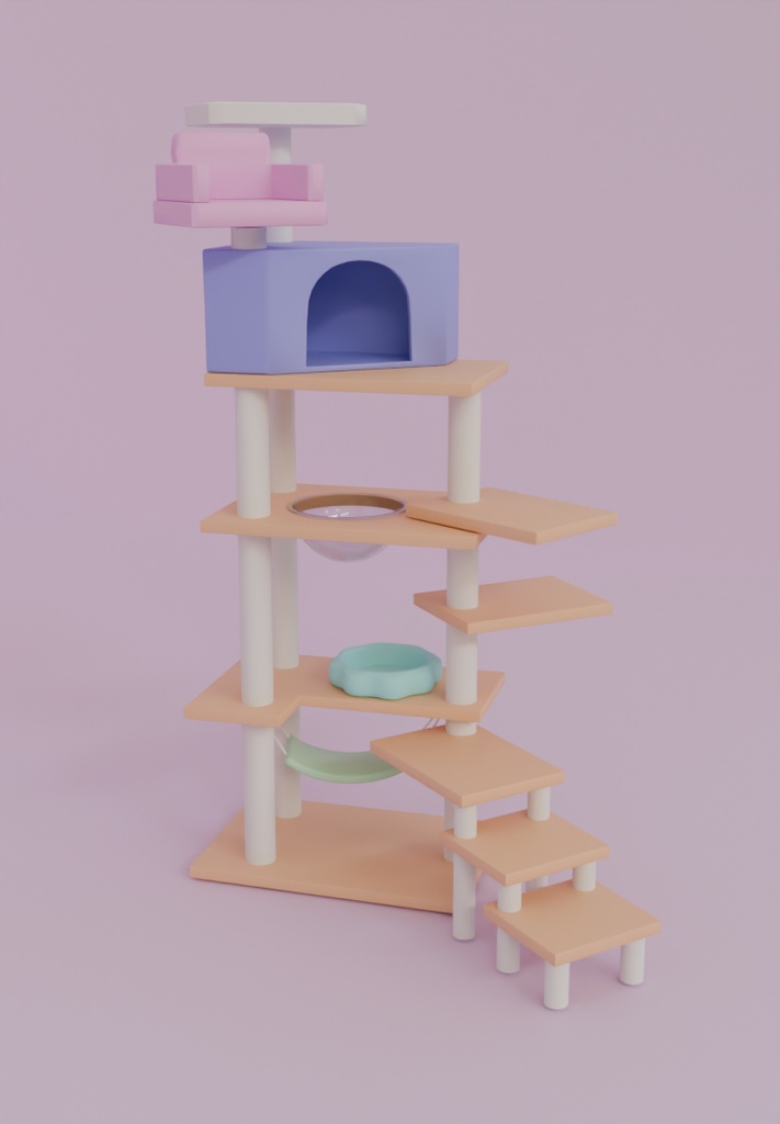 【Blender】かわいいキャットタワー kawaii cat tower【VRChat】