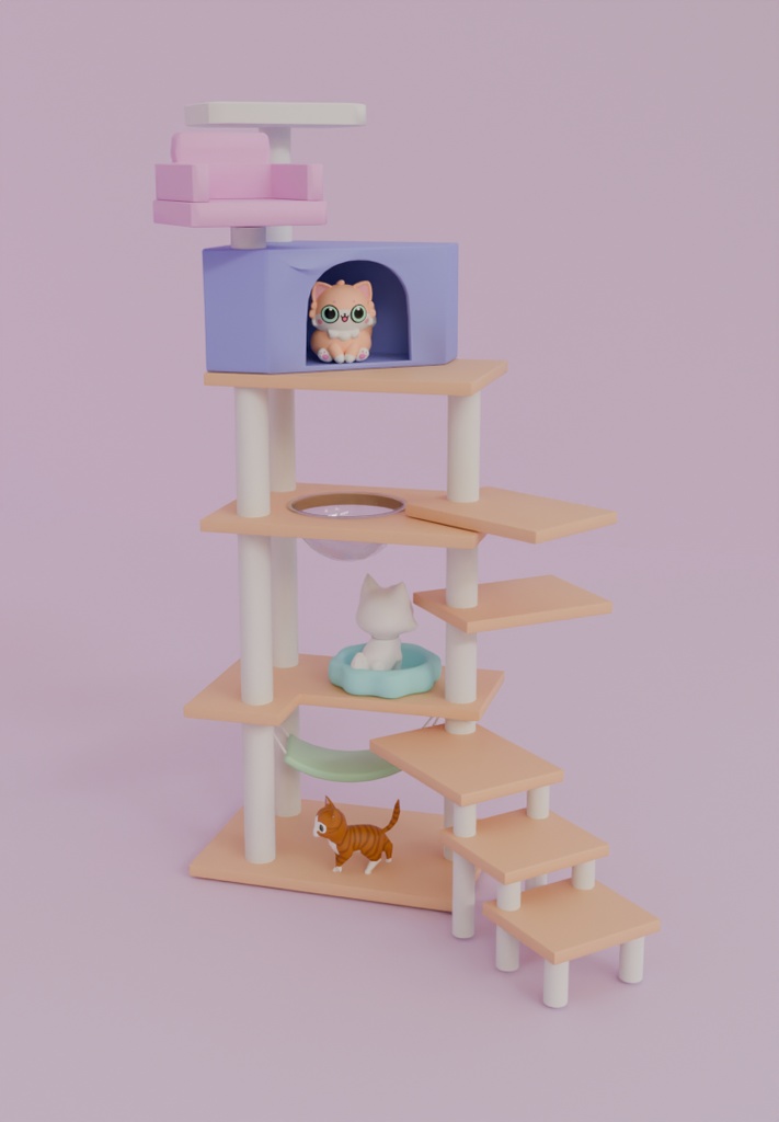 【Blender】かわいいキャットタワー kawaii cat tower【VRChat】