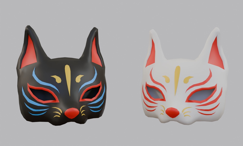 【Blender】狐のお面 Fox mask【VRChat】