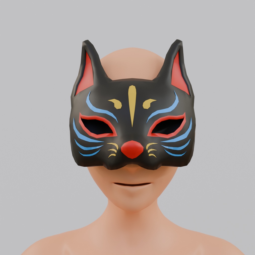 【Blender】狐のお面 Fox mask【VRChat】
