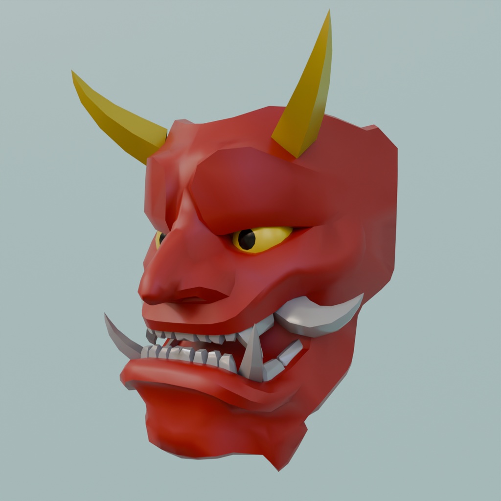 【Blender】鬼のお面 Demon mask【VRChat】