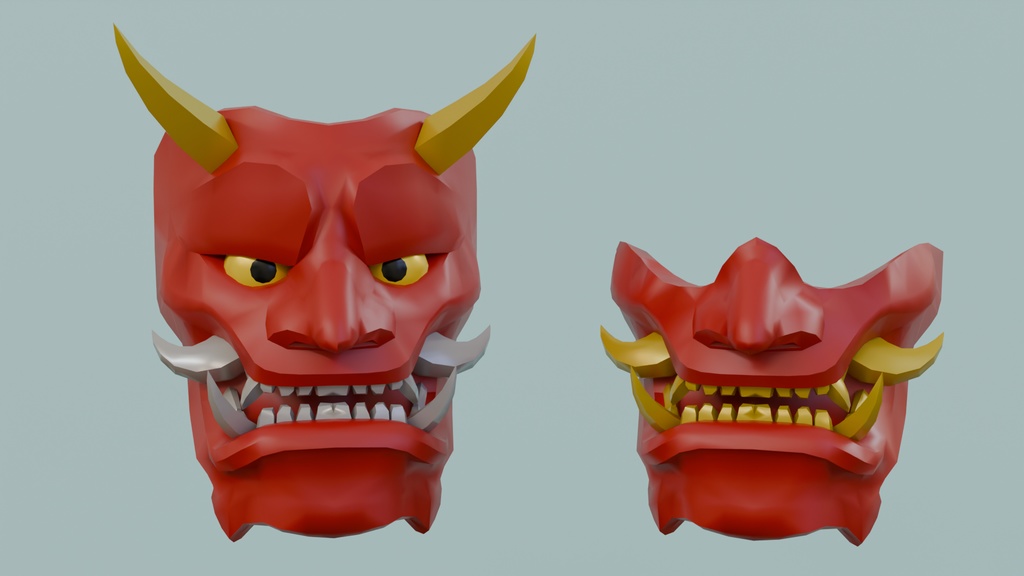 【Blender】鬼のお面 Demon mask【VRChat】
