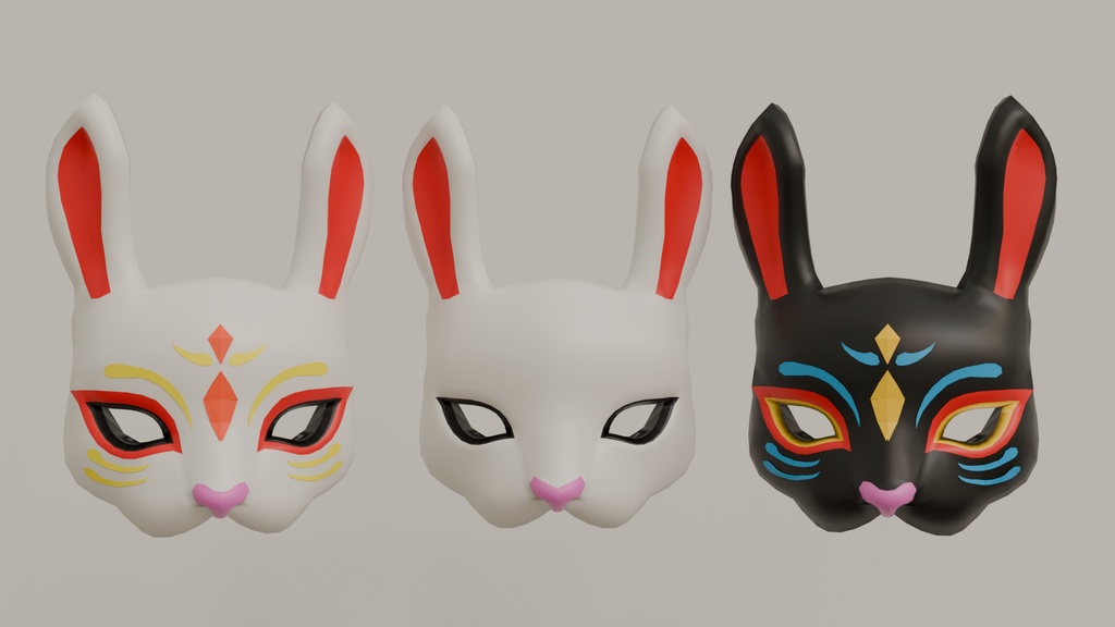 【Blender】ウサギのお面 rabbit mask【VRChat】