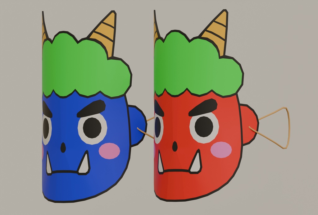 【Blender】節分の鬼のお面 Setsubun demon mask【VRChat】
