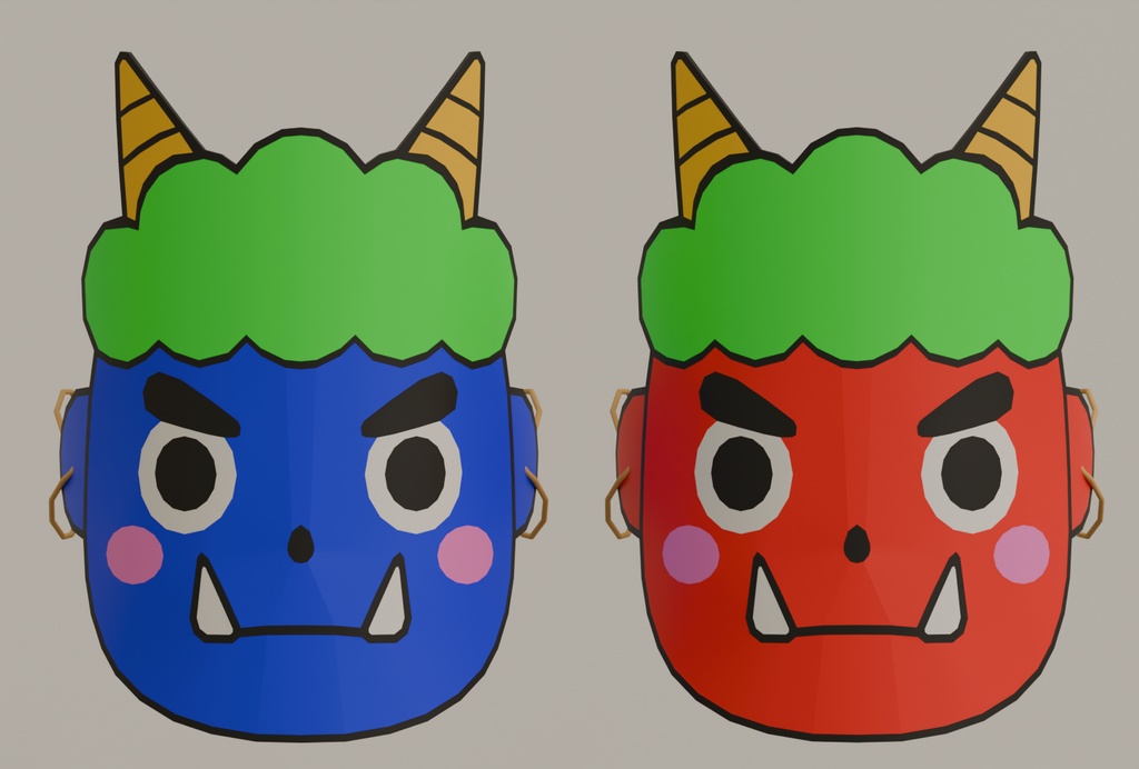 【Blender】節分の鬼のお面 Setsubun demon mask【VRChat】