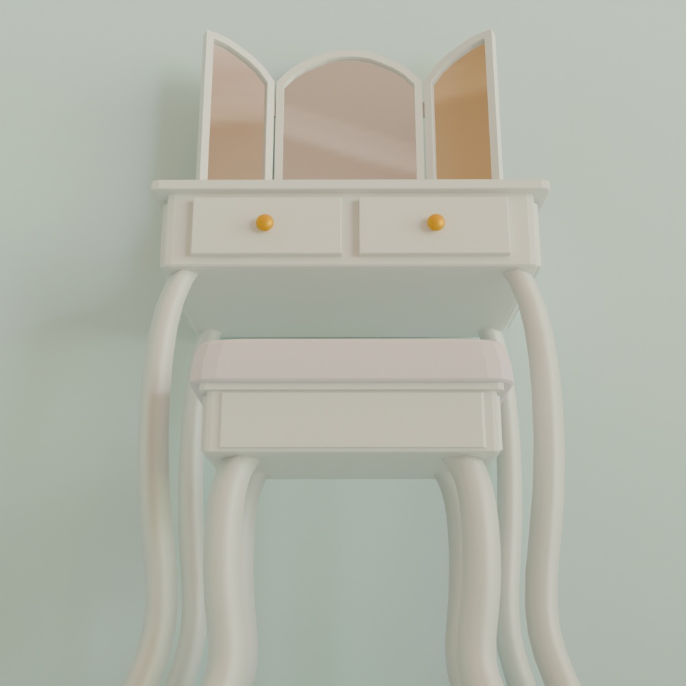 【Blender】三面鏡ドレッサー Three-way mirror dresser【VRChat】