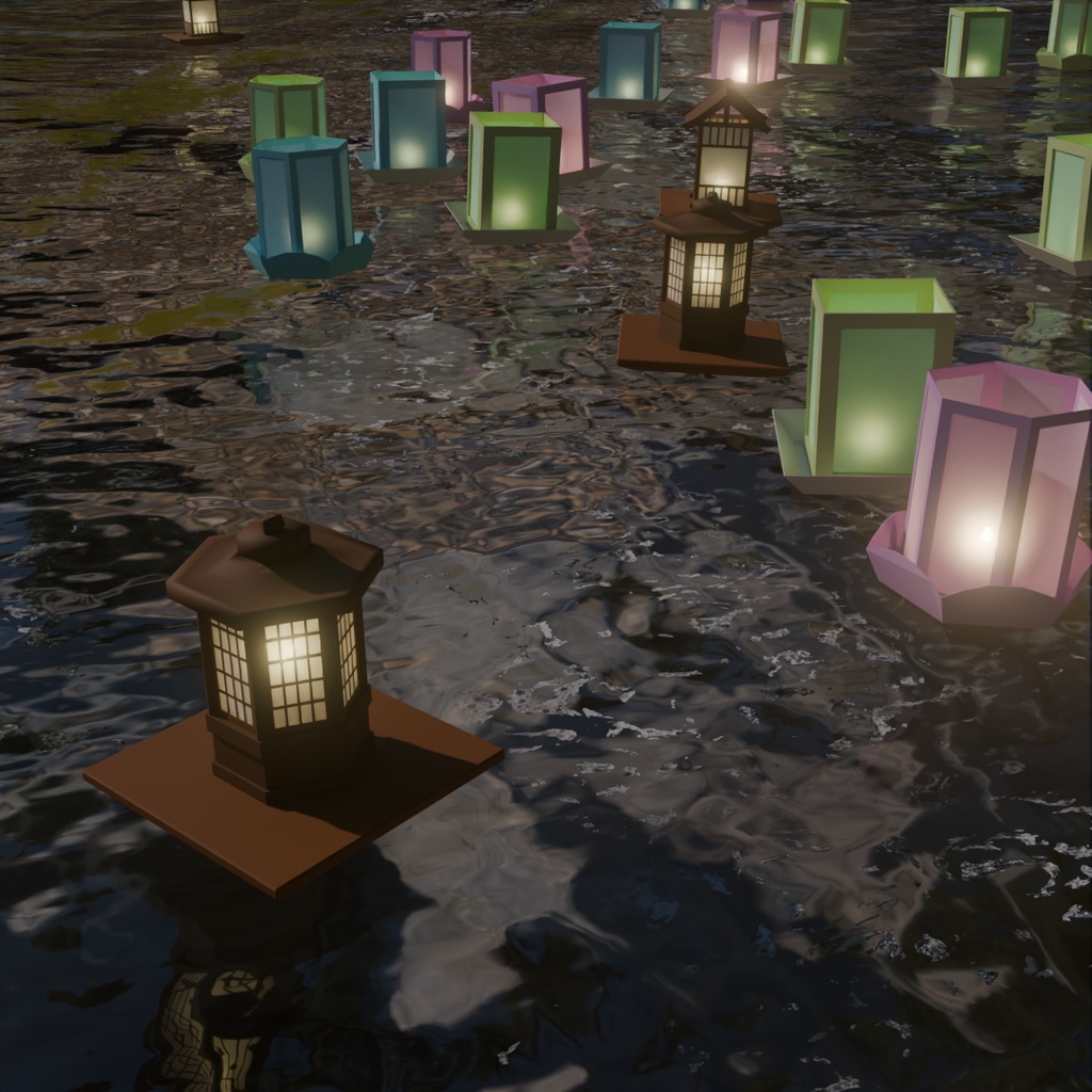 【Blender】灯籠流しのランプ “Toro Nagashi” lamp【VRChat】