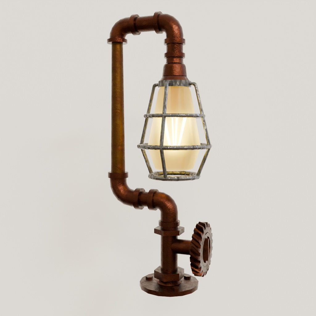 【Blender】スチームパンク風ランプ3点セット steampunk style lamp set