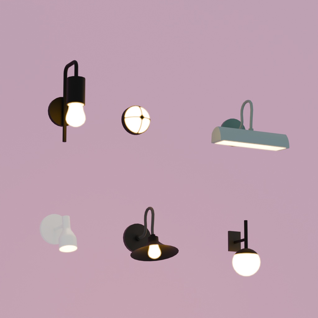 【Blender】ブラケットライト6点セット Bracket Light 6-Piece Set【VRChat】