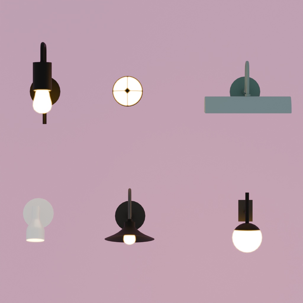 【Blender】ブラケットライト6点セット Bracket Light 6-Piece Set【VRChat】