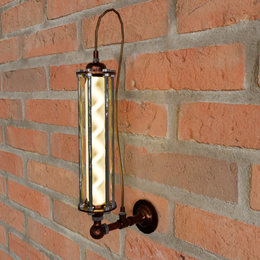 【Blender】スチームパンクなブラケットライト2点セット Steampunk bracket light set of 2