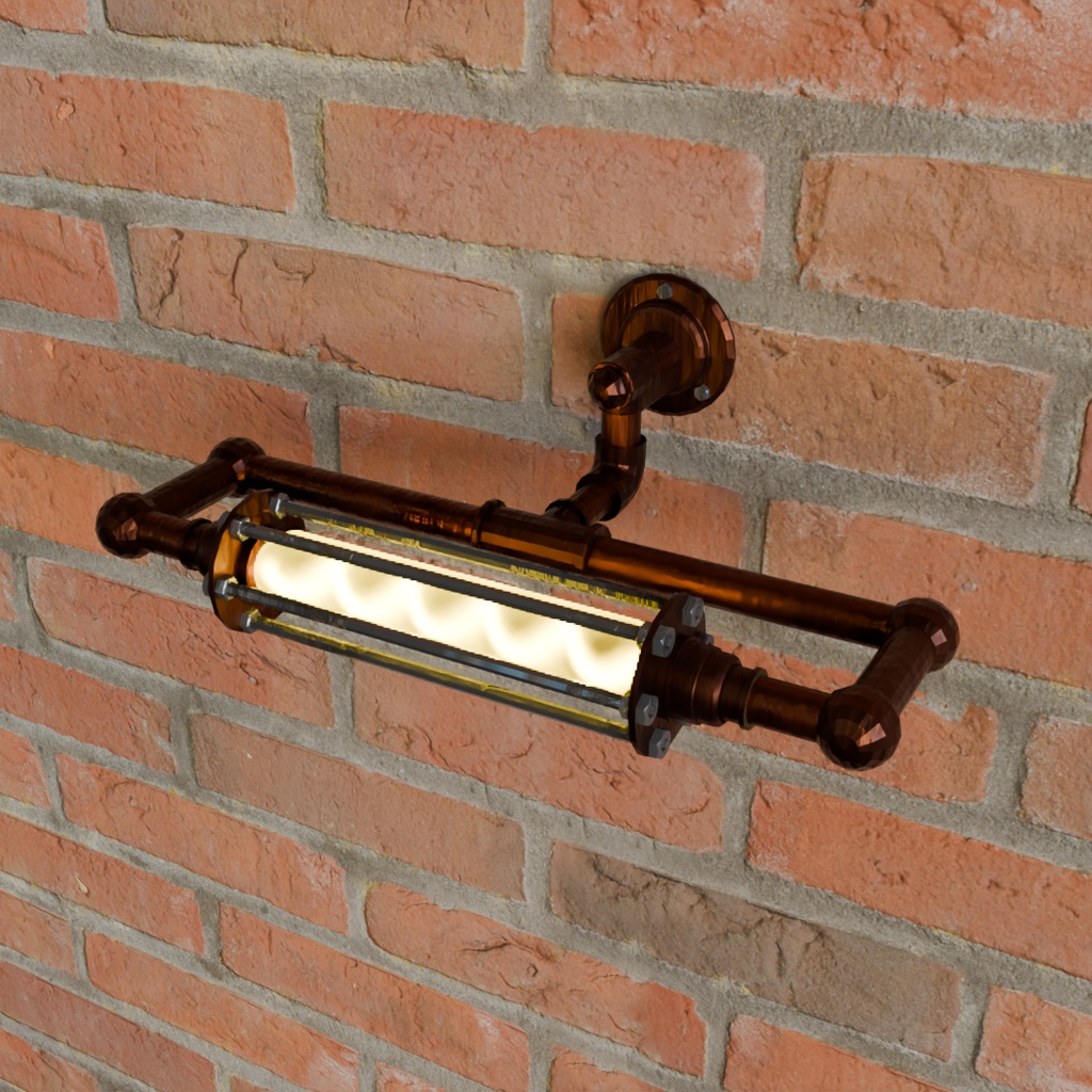 【Blender】スチームパンクなブラケットライト2点セット Steampunk bracket light set of 2