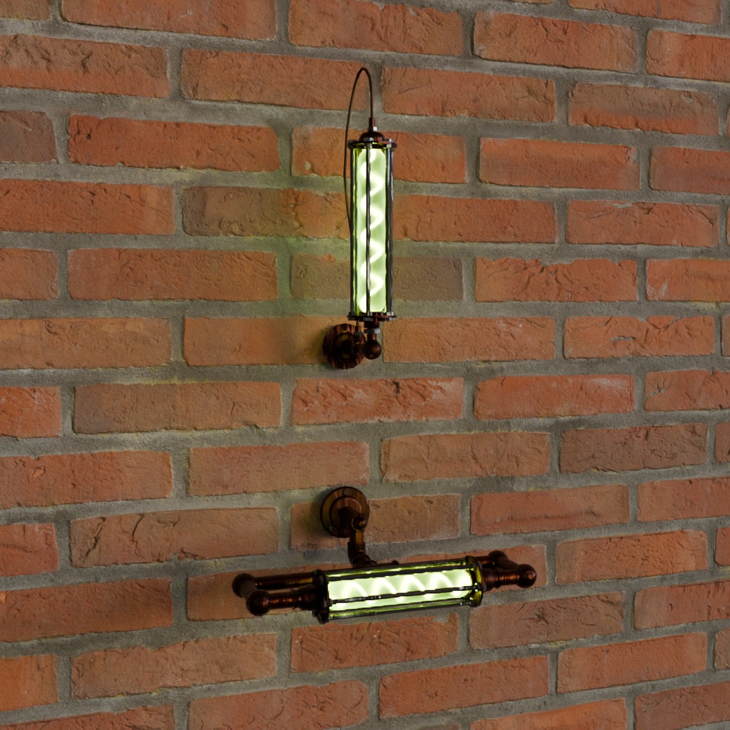 【Blender】スチームパンクなブラケットライト2点セット Steampunk bracket light set of 2