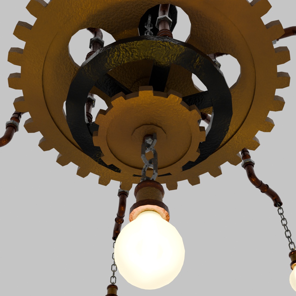 【Blender】スチームパンクなシャンデリア Steampunk chandelier