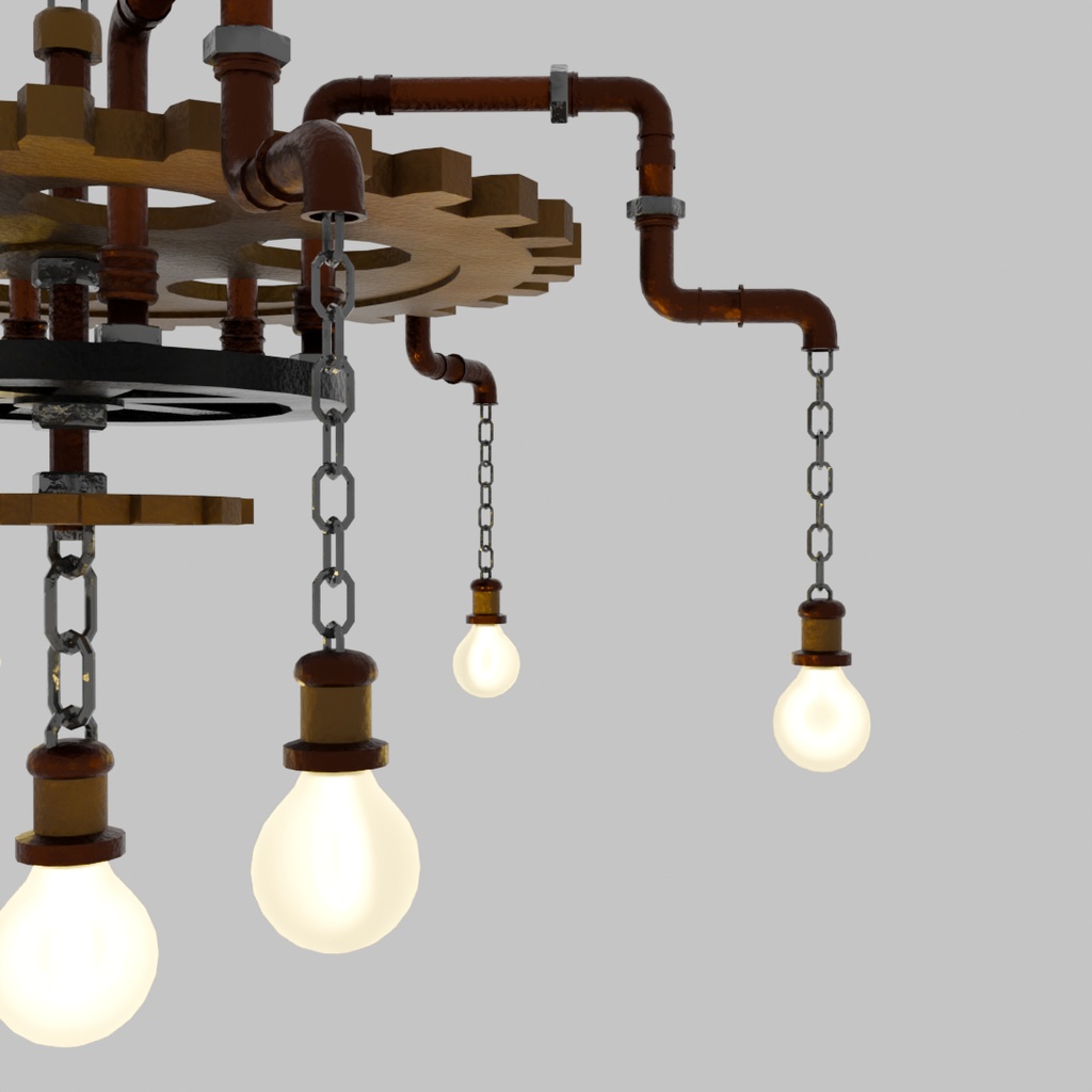 【Blender】スチームパンクなシャンデリア Steampunk chandelier