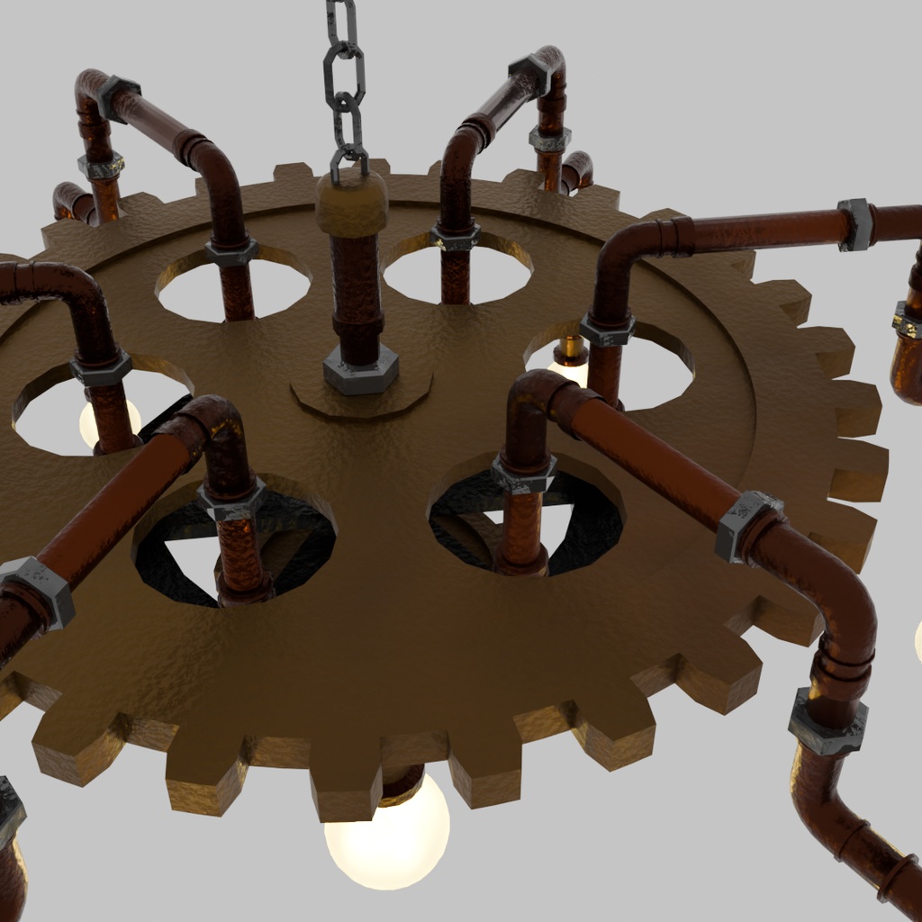 【Blender】スチームパンクなシャンデリア Steampunk chandelier