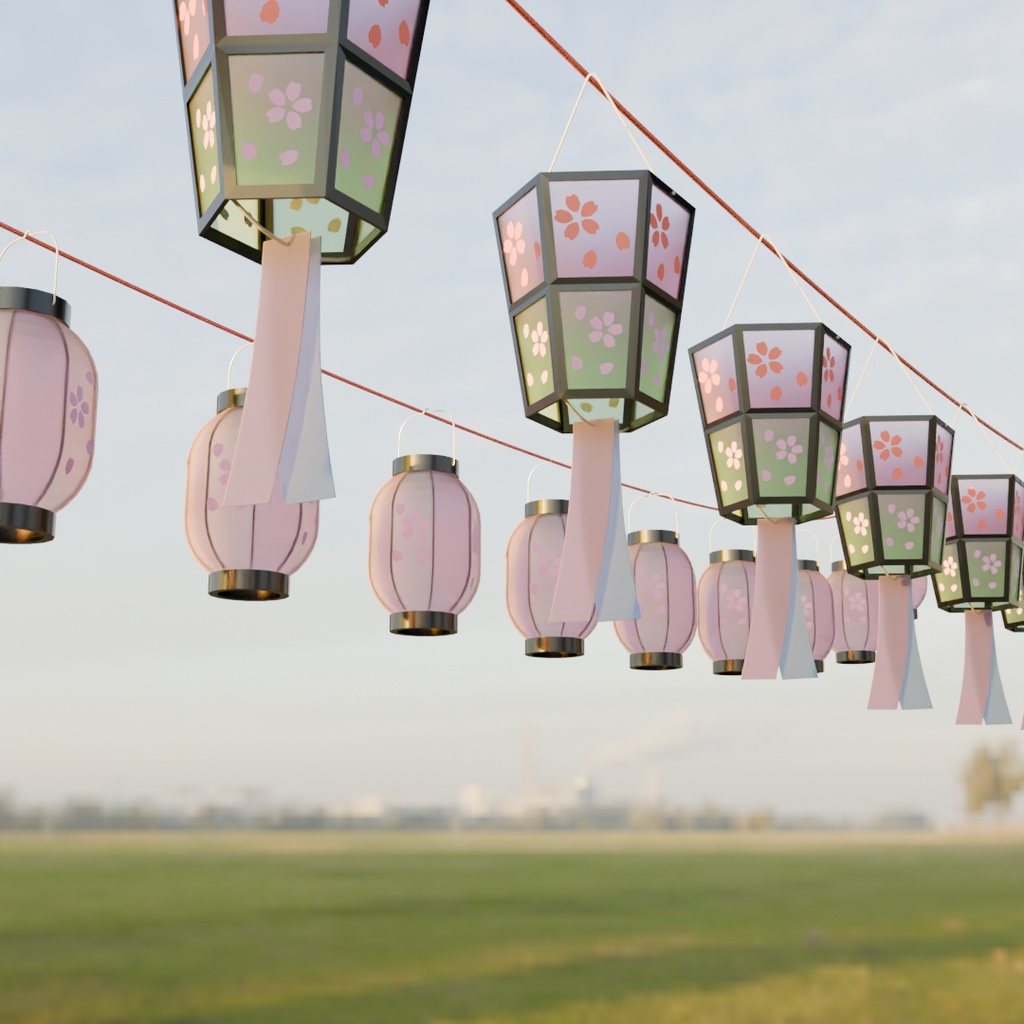 【Blender】お花見の提灯2点 Cherry blossom viewing lanterns【VRChat】