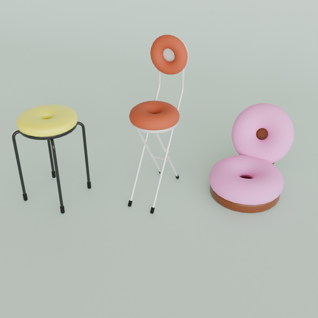 【Blender】ドーナツ型チェア 3種 donut shaped chair【VRChat】