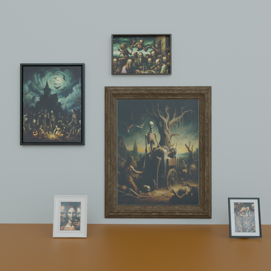 【Blender】ホラーのアートディスプレイ5種 5 types of horror art displays