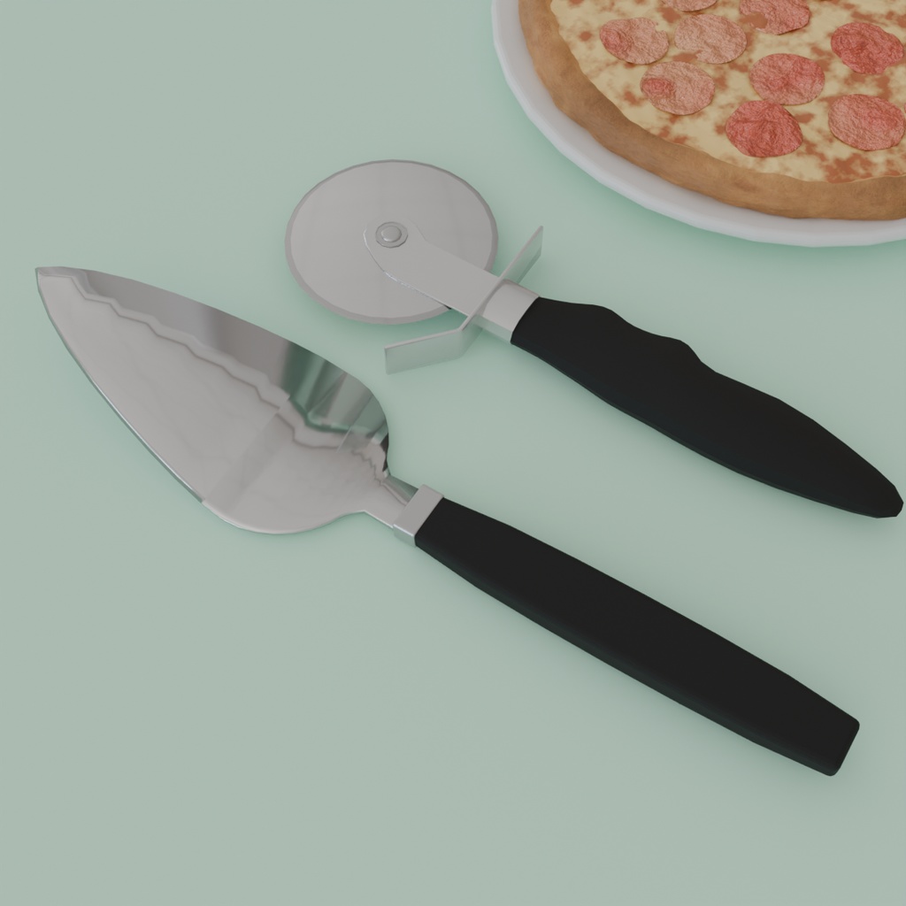 【Blender】ピザカッターとピザナイフ pizza cutter and pizza knife【VRChat】