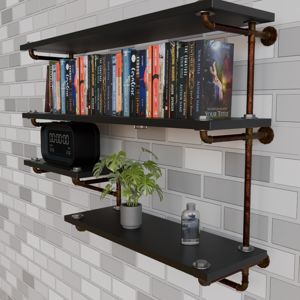 【Blender】スチームパンクな棚 steampunk shelf